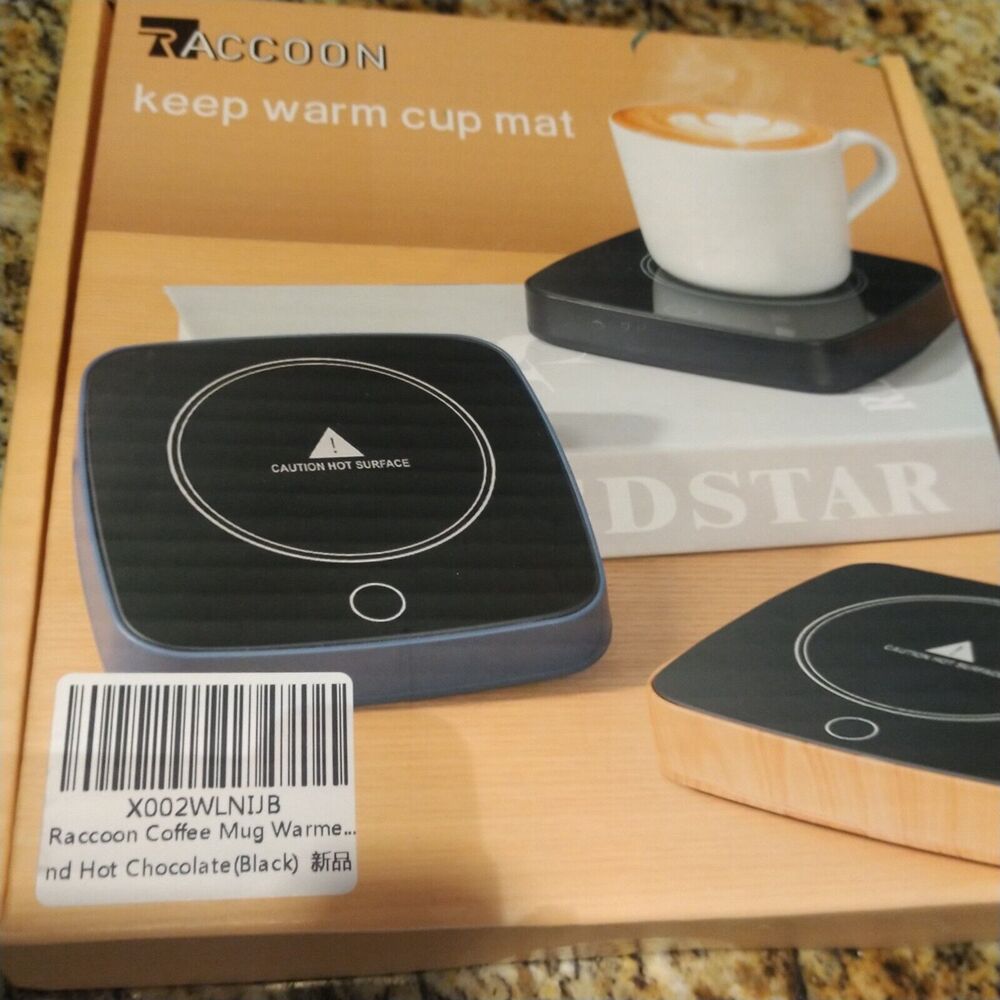 Raccoon Coffee Mug Warmer Waterproof Smart Cup 3 Temperature Setting Black NIB - Picture 3 of 6